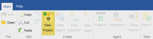 Create New Project - Toolbar Button
